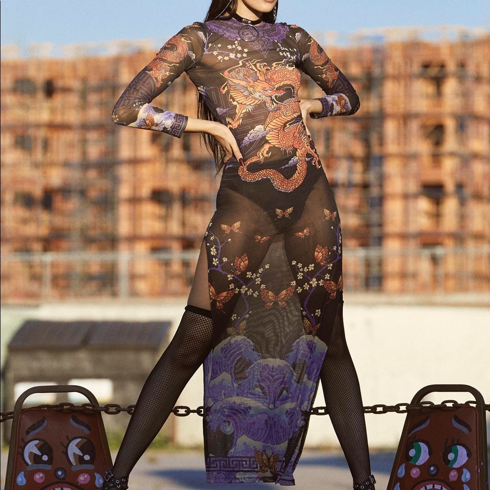 Fire & Fury Mesh Maxi Dress